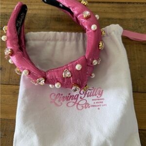 Pink Headband with Pearl Embellishments